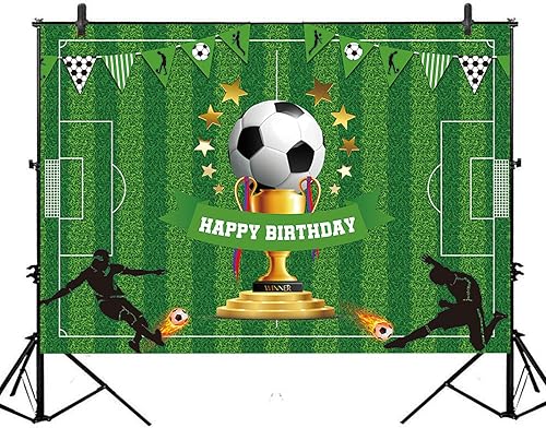 Miniatura 8 de DIZHI Telón de fondo de fiesta de fútbol para decoración de fiesta temática deportiva para niños y niños, fiesta de cumpleaños de fútbol,