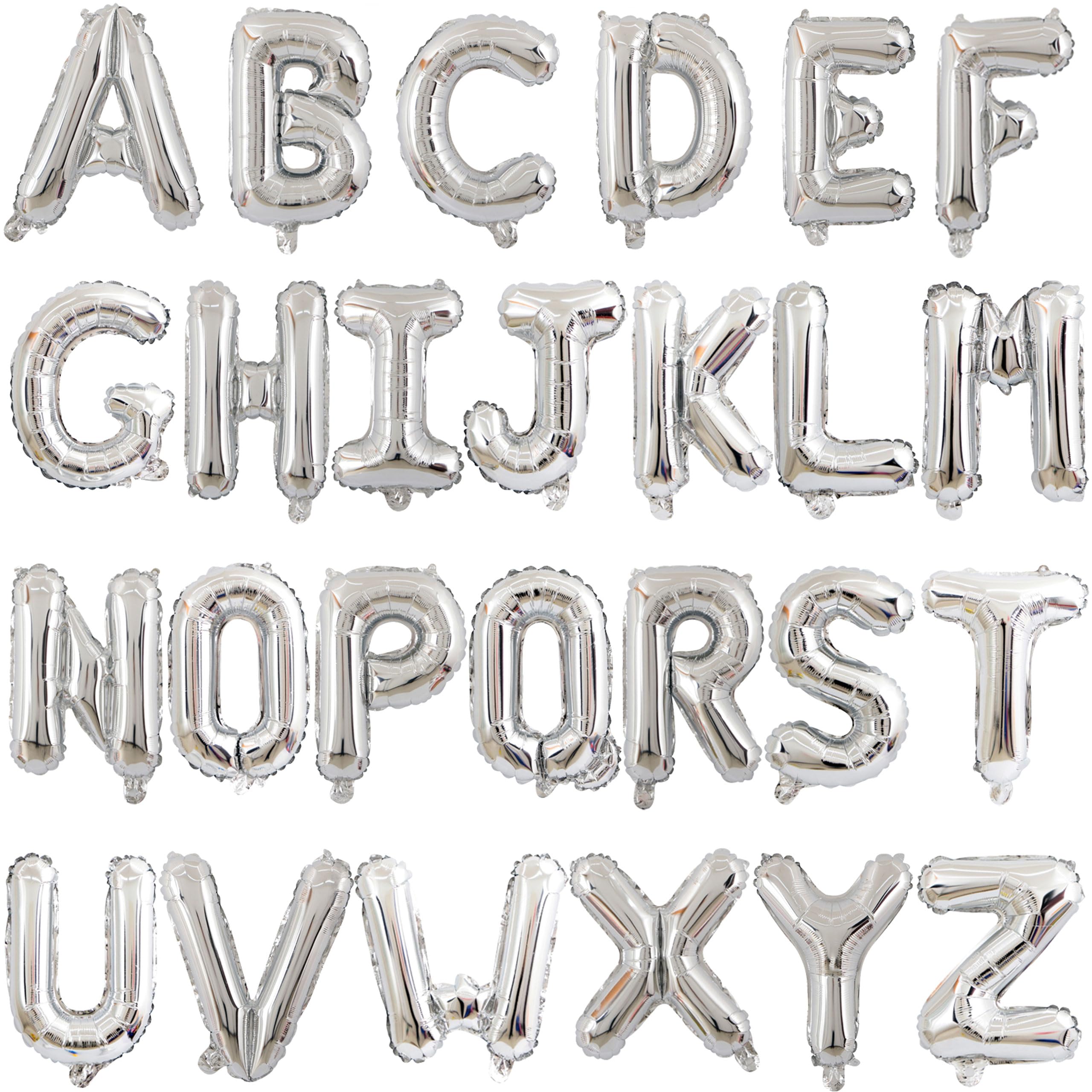 2 Set 52Pcs Silver Alphabet A-Z Letter Balloons 16in Balloon Foil Letter Decorations Party Decor Silver Letter Balloons Alphabet A-Z Party Supplies