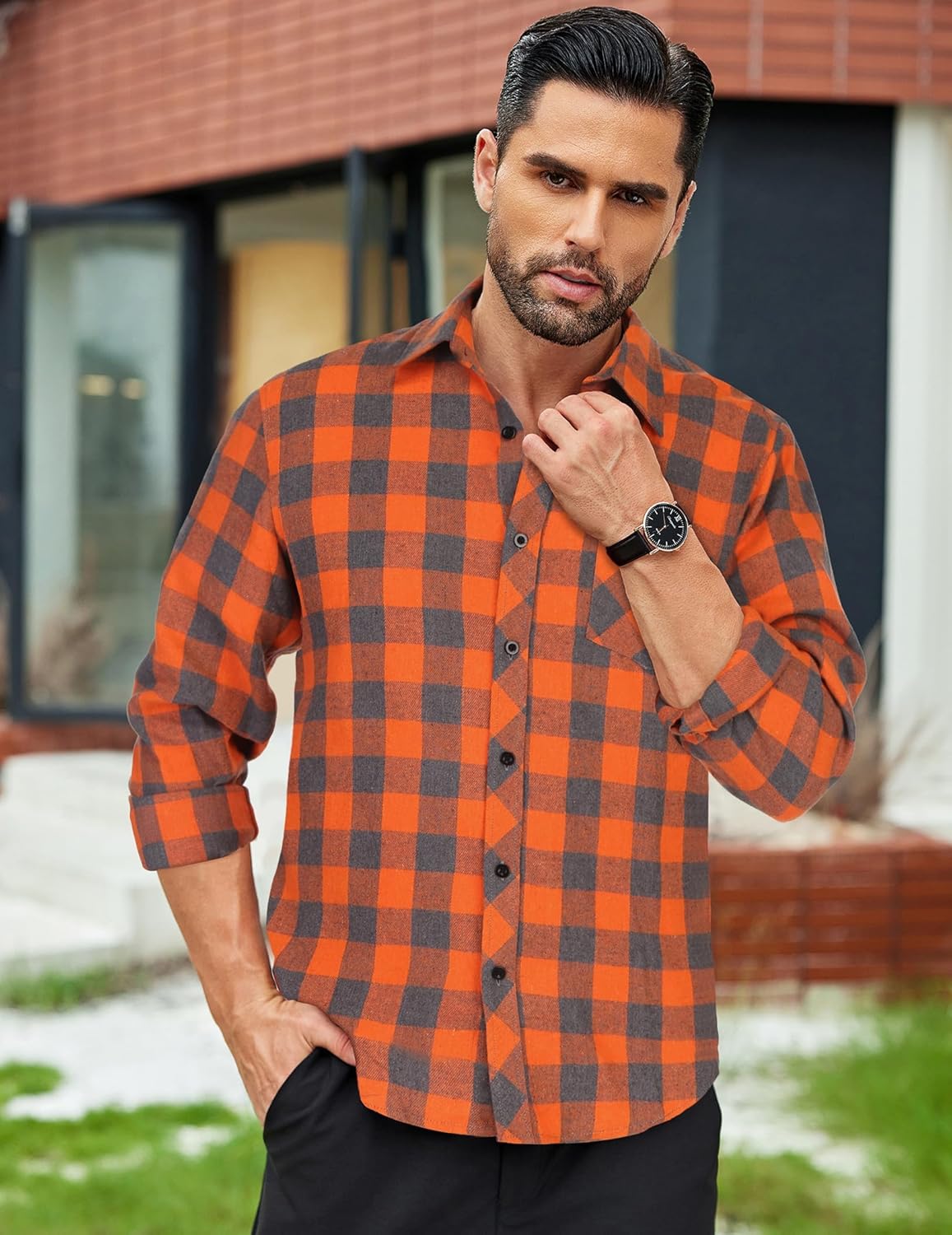 COOFANDY Men's Flannel Plaid Shirts Long Sleeve Button Down Shirts Casual Fall Shirt Jacket - Image 3