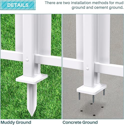 Miniatura 3 de Coarbor Panel de valla de vinilo de 46 x 36 pulgadas, 2 paneles de valla decorativa de jardín para patio, valla de vinilo al aire libre, barrera