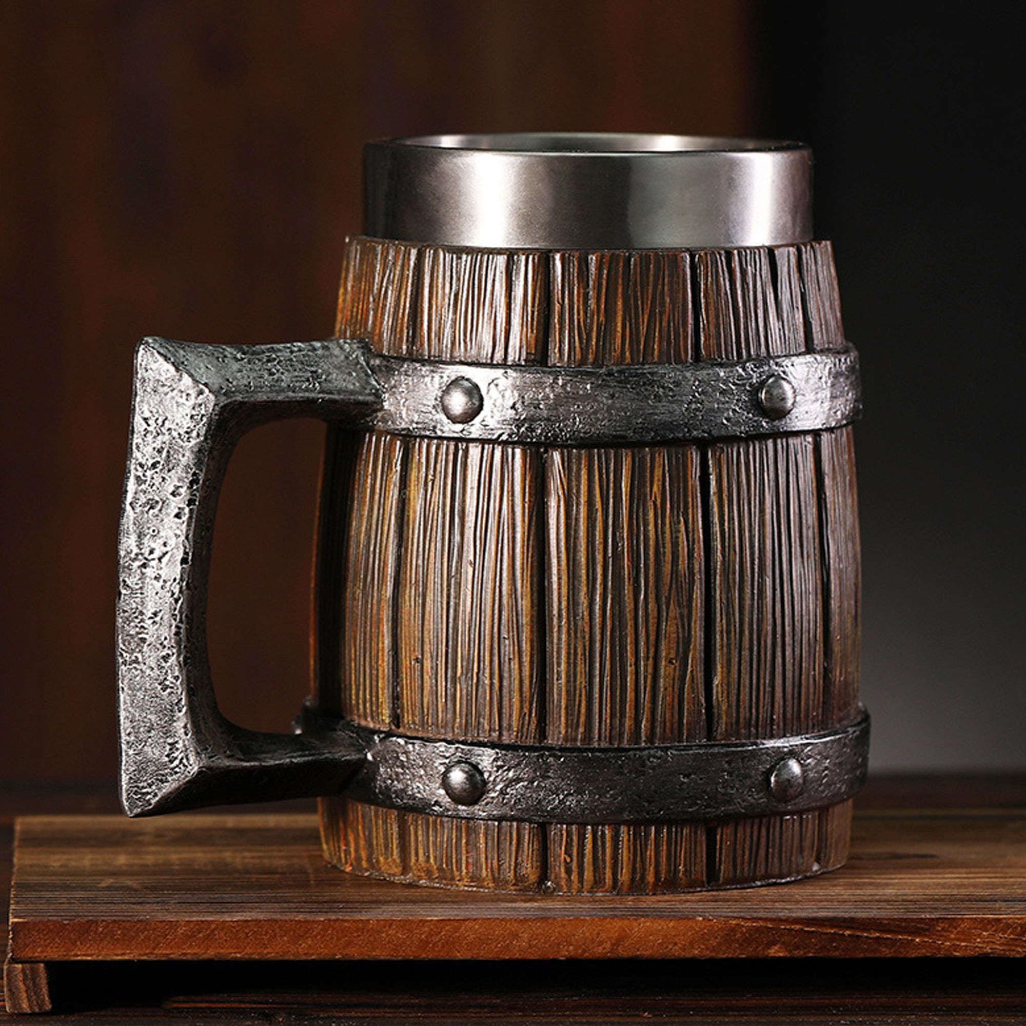 Personalizza boccali da birra con fodera in acciaio inossidabile Bicchieri Thermos isolati, in legno, boccale a