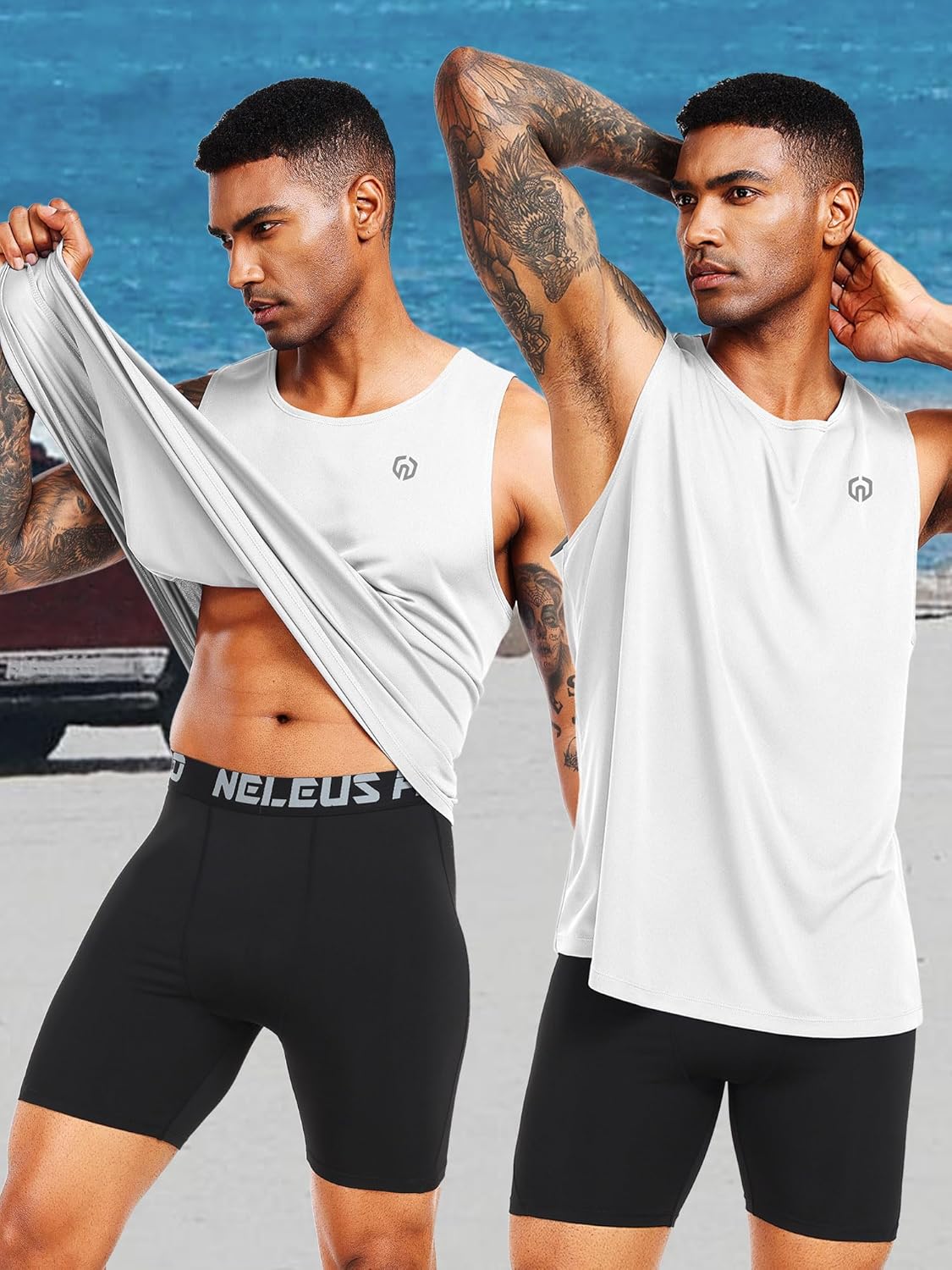 NELEUS 4 Pack Men's Gym Shirts Sleeveless Athletic Workout Tank Tops - Image 3