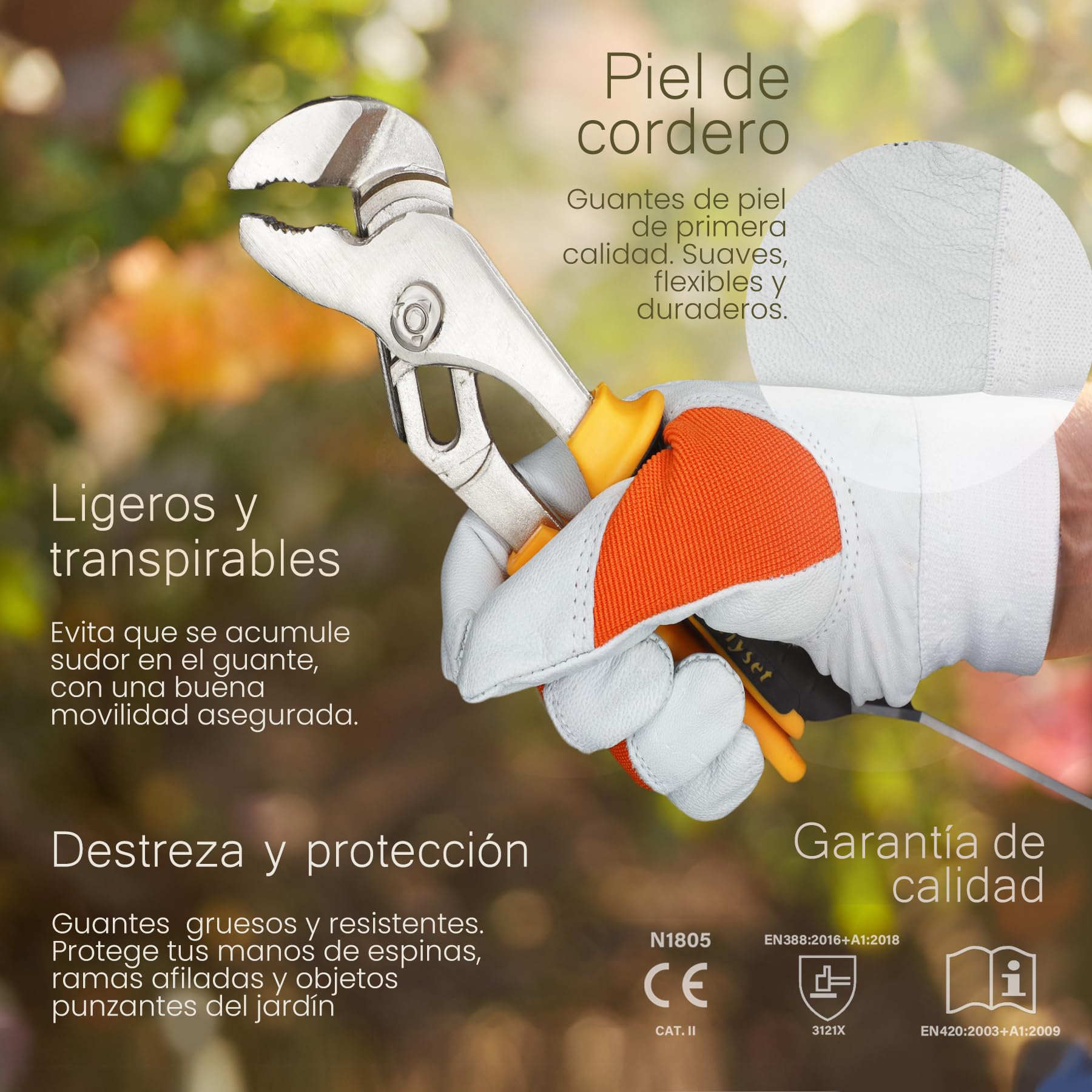 1, 3, 6 oder 12 Paar, Gartenhandschuhe aus Leder, Lammfellhandschuhe, Arbeitshandschuhe aus Leder, Schutzhandschuhe, dornenfest, verstellbar mit Klettband.