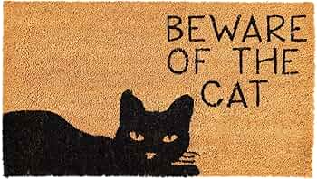 ラグ・カーペット KEY DOG&KEY CAT DOOR MAT Roszwtit Cat Front Door Mat 30 X 17 Inch Black Cat Doormat