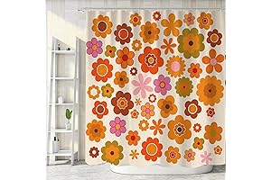 Groovy Retro Flowers Shower Curtain