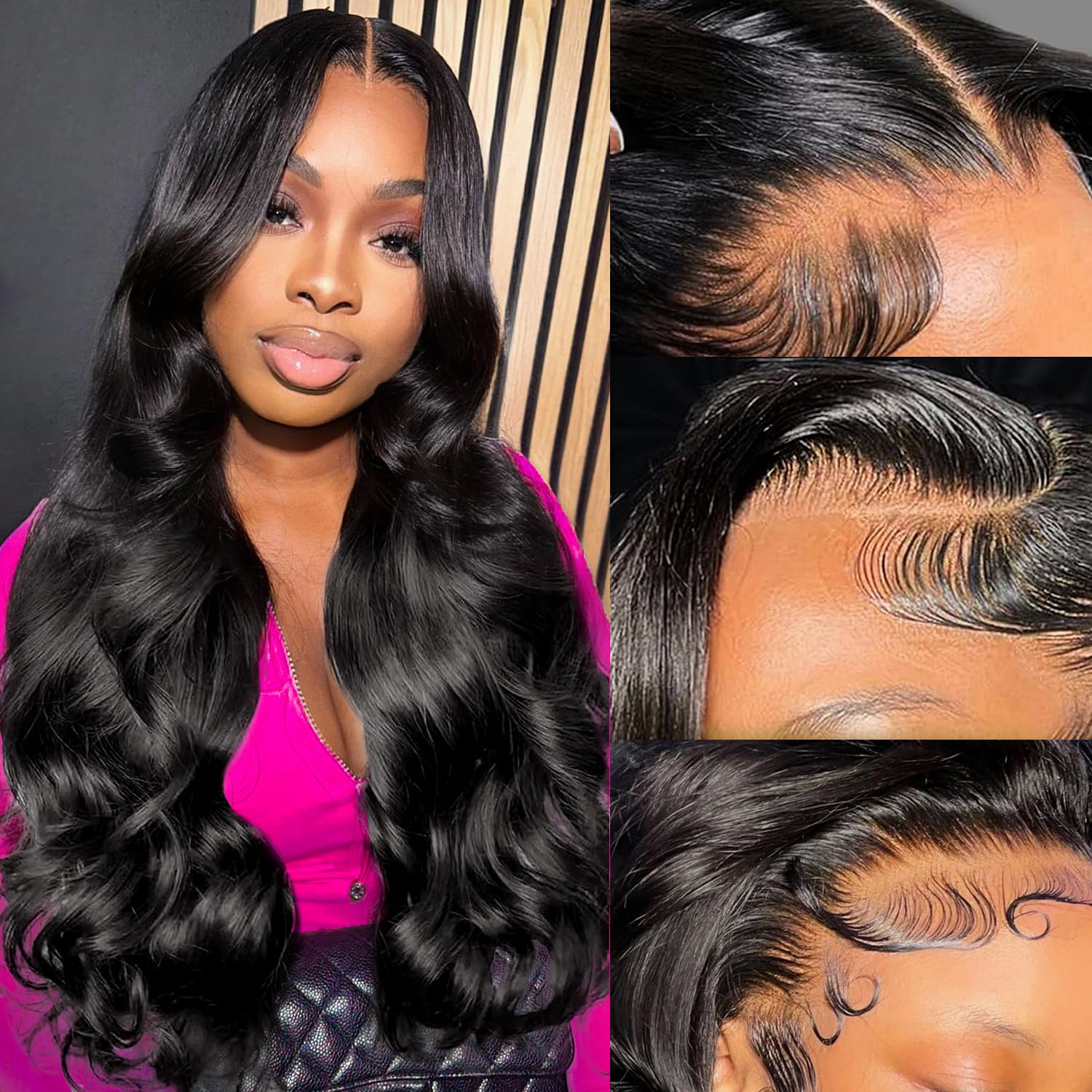 Wgfd 20 Inch 13x6 Body Wave Lace Front Wigs Human Hair 180% Density HD Lace Frontal Wigs Pre Plucked for Women with Natural Hairline Natural Black
