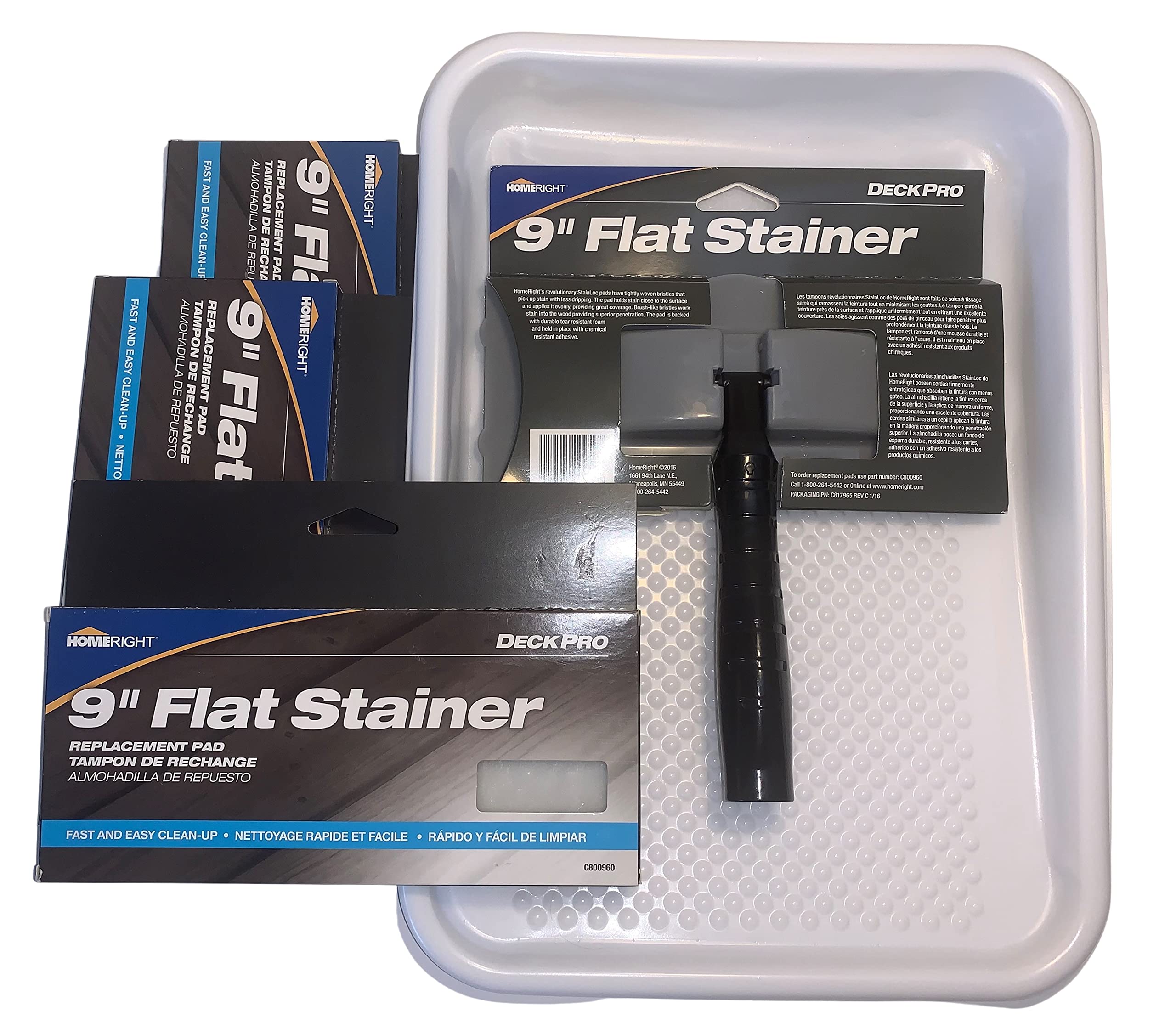 Buy Deck Stain Applicator 9 Inch, (3) Stain Replacement Pads Plus (2