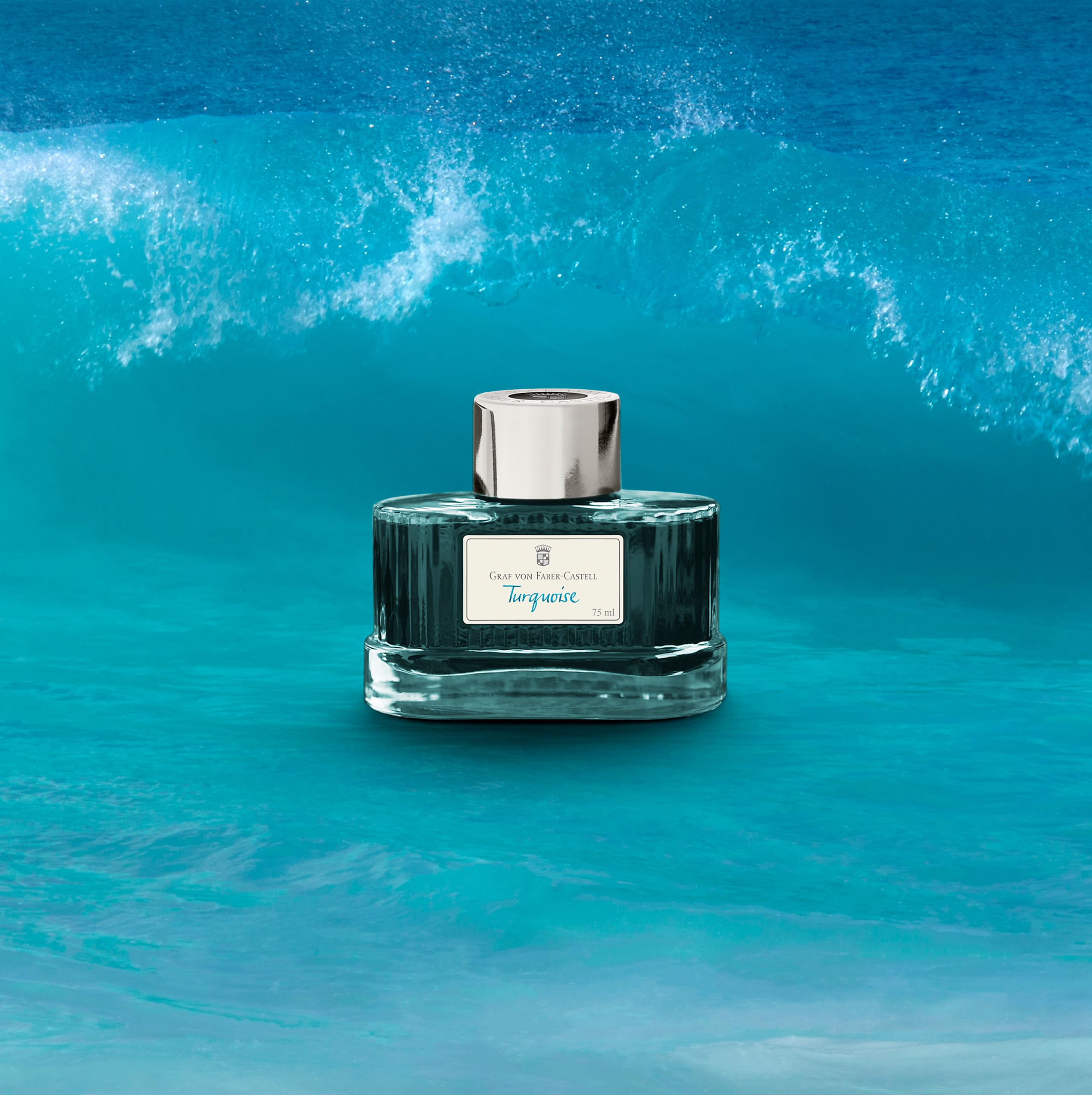 Calamaio Graf Von Faber-Castell Gulf Blue 75ml - Inchiostro Indelebile Per Penne Stilografiche - Foto 4