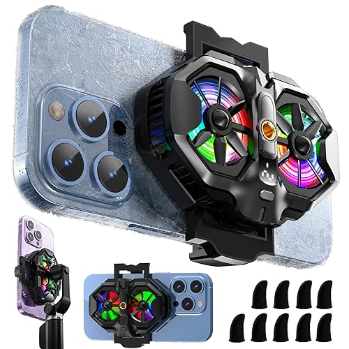 Enfriador de teléfono móvil con retroiluminación RGB y pantalla de temperatura, ventilador de refrigeración para teléfono celular con chip de