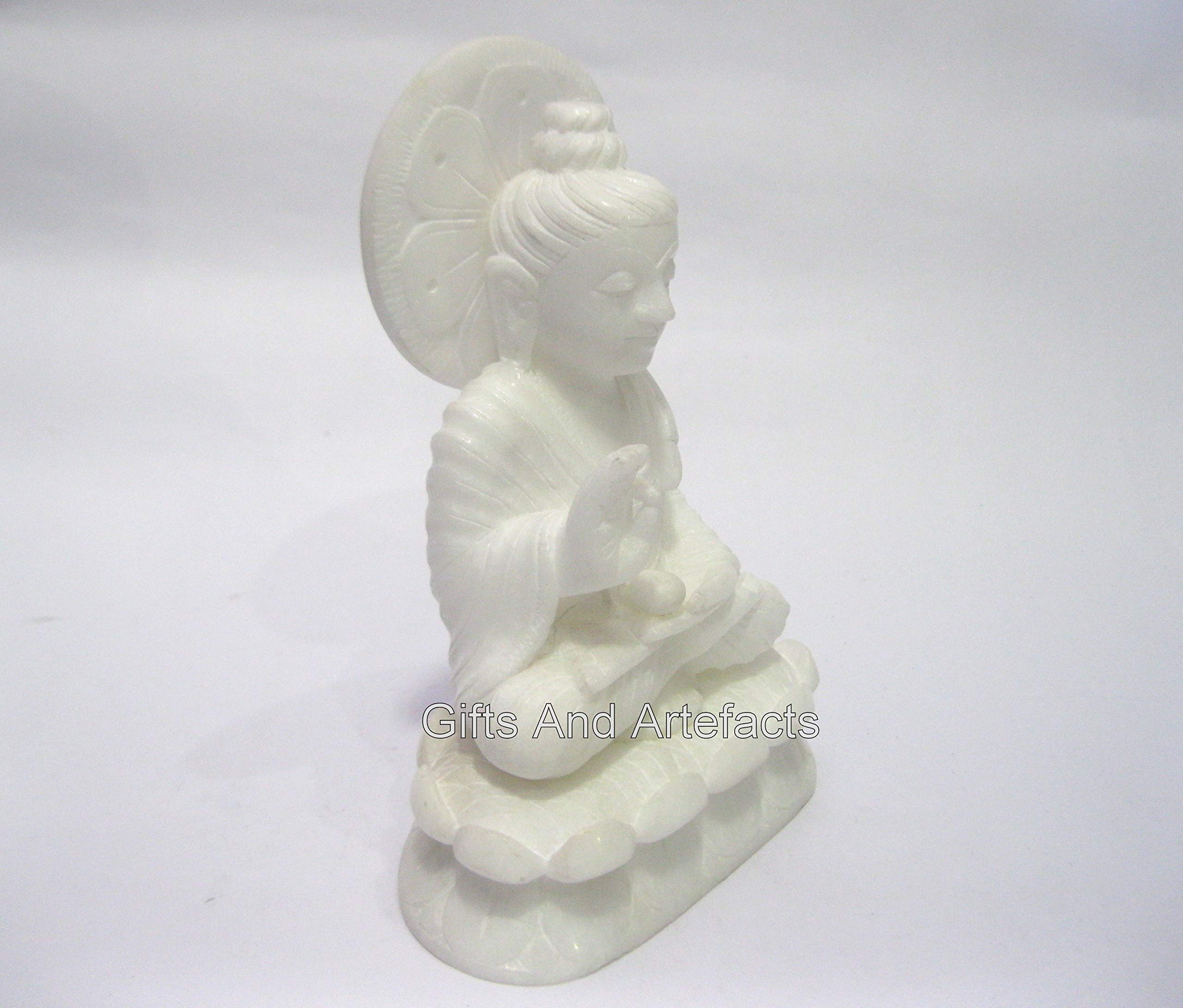 Estatua de Buda para regalo, figura decorativa de Buda I Study Rom Decor Sitting Buddha I hecha a mano Señor Buda Murti I 6.5 pulgadas mármol Dhyan Pose Buddha I Estatua de Buda de mármol blanco