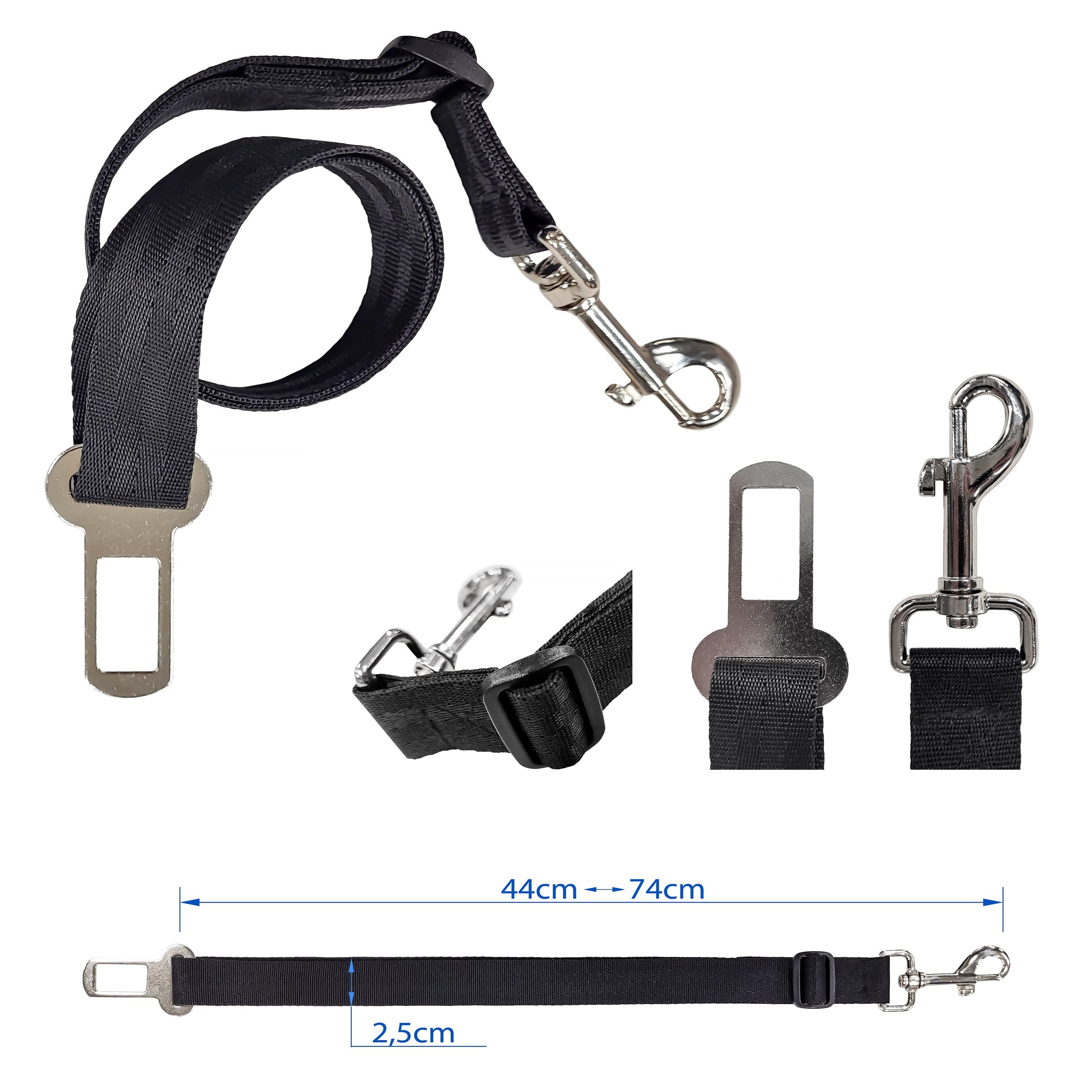 Harnais de sécurité pour chien de voiture - Longueur réglable - Pour toutes les races de chiens et tous les types de voitures - Noir
