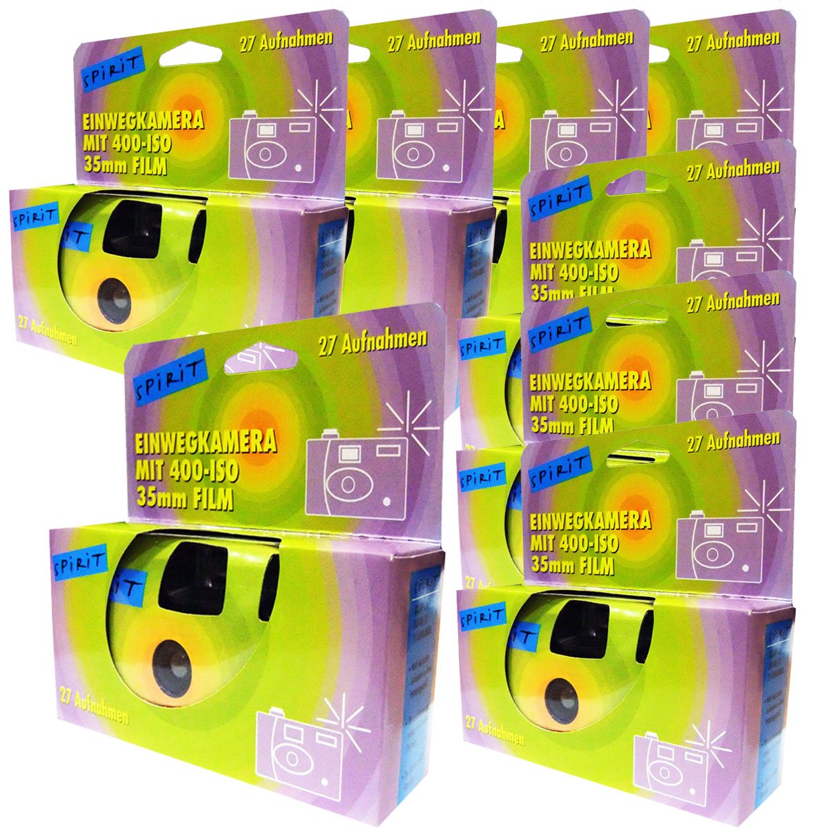8 x 1A Photo PORST Einwegkamera/Partykamera/Hochzeitskamera (je 27 Fotos, mit Blitz, 8-er Pack)
