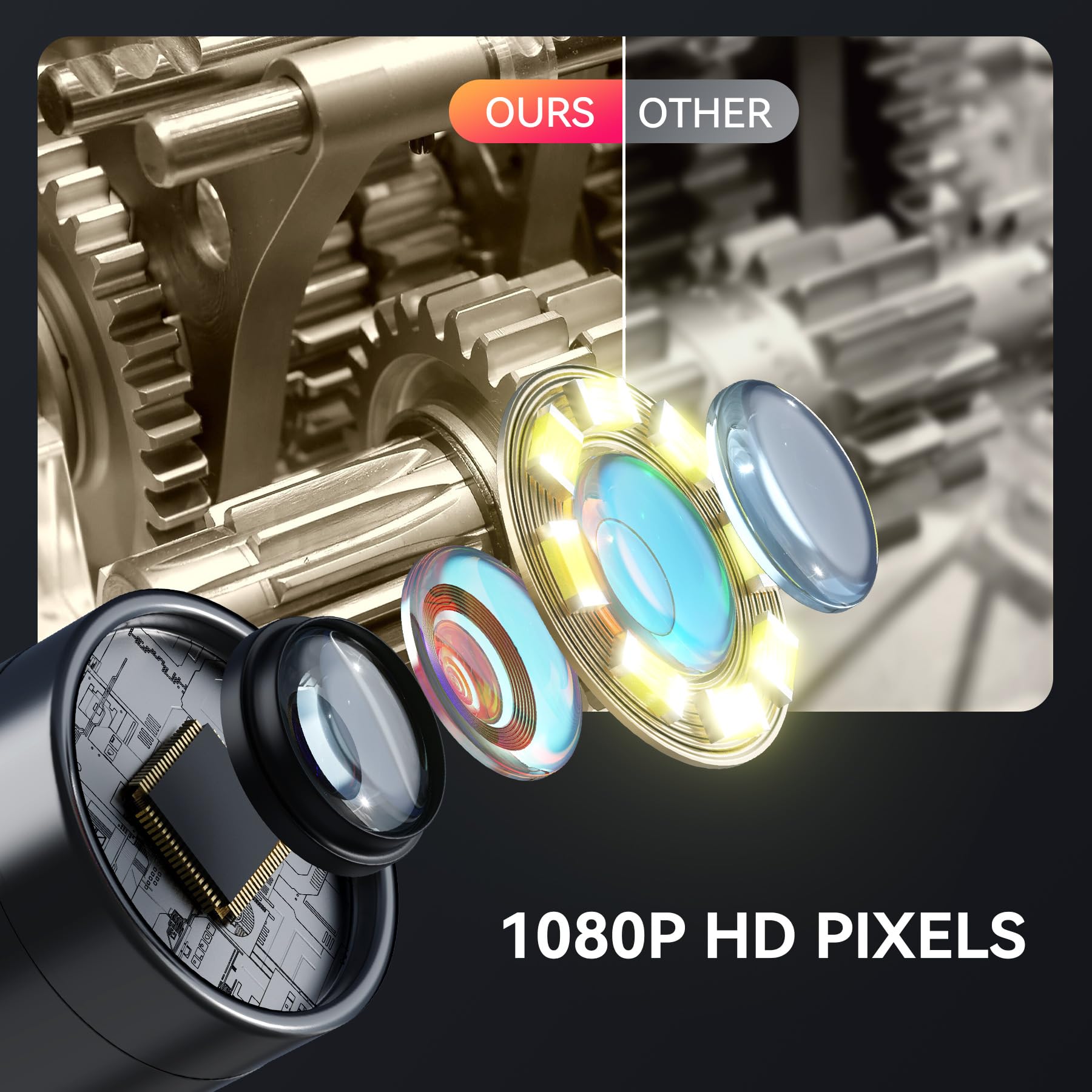TICFOX Endoscoopcamera met licht, 5 m, 8 mm, IP67, industriële