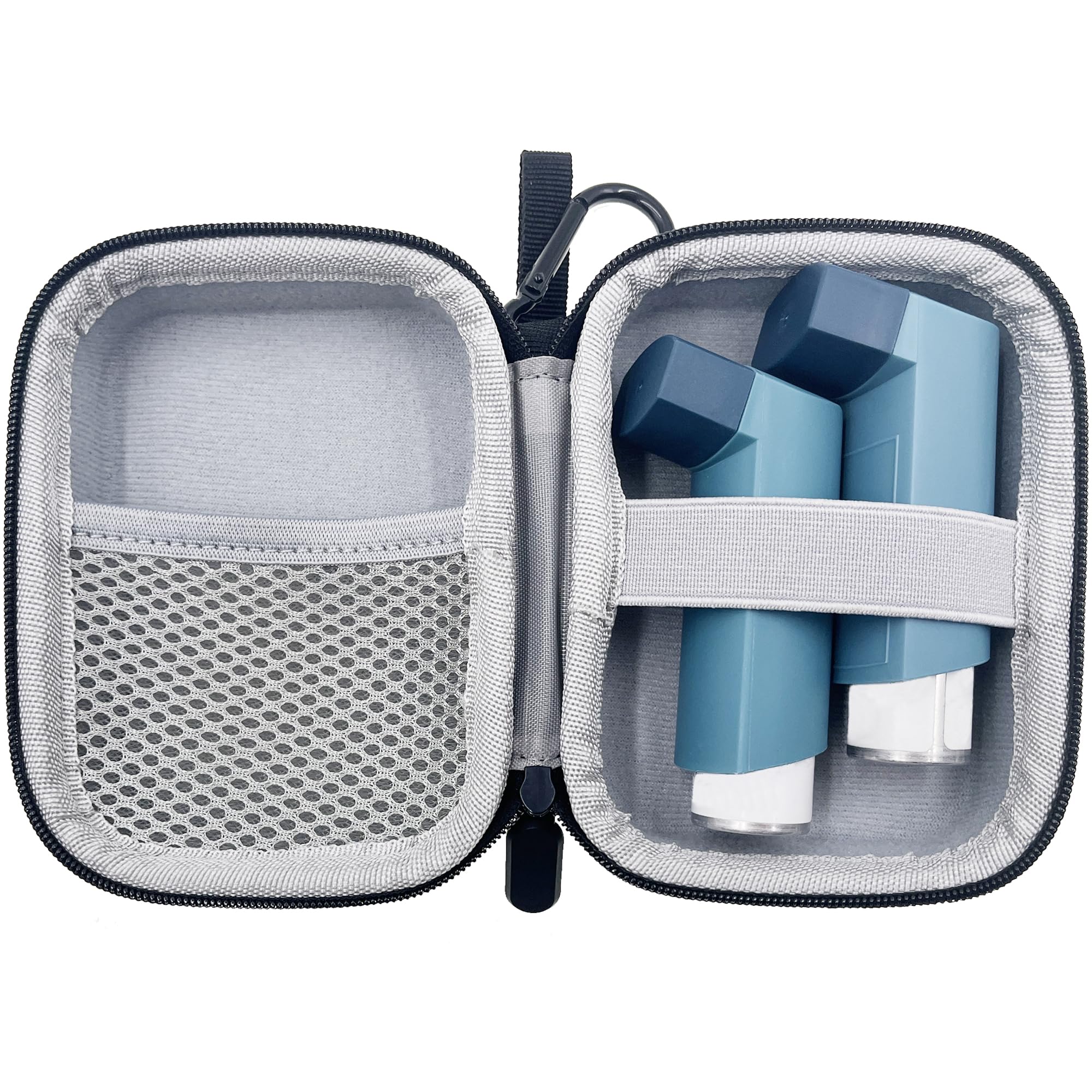 LeoTube Holder Travel Case for Asthma Inhaler, Compact Case for Handy Inhaler for Adults and Kids (Case Only) (Black+Gray)