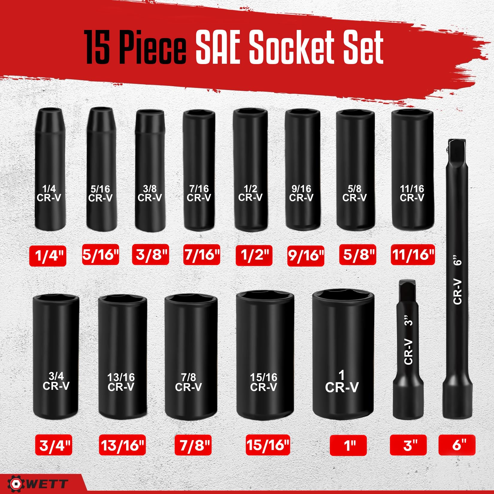 EACELIY Lot De 64 Douilles à Choc 3/8", SAE/métrique, Profonde Et