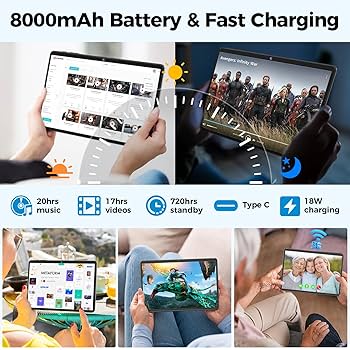 Relndoo Android Tablet, 11 inch Android 14 Tablet, 12GB RAM