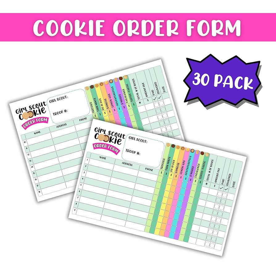 Amazon.com: Scout Cookie Order Form Grid with Girl Cookies | 30 pk 8.5x5.5” Card Hand Out Neighbors Sales Tracker Booth Sold Here Door Hanger Thank you Stickers: Home & Kitchen amazon-com-scout-cookie-order-form-grid-with-girl-cookies-30-pk-8-5x5-5-card-hand-out-neighbors-sales-tracker-booth-sold-here-door-hanger-thank-you-stickers-home-kitchen