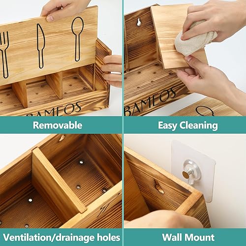 Miniatura 5 de BAMEOS Soporte para utensilios de cocina - Soporte para utensilios de cocina para espátula, cuchara, alambre, organizador de utensilios de metal,