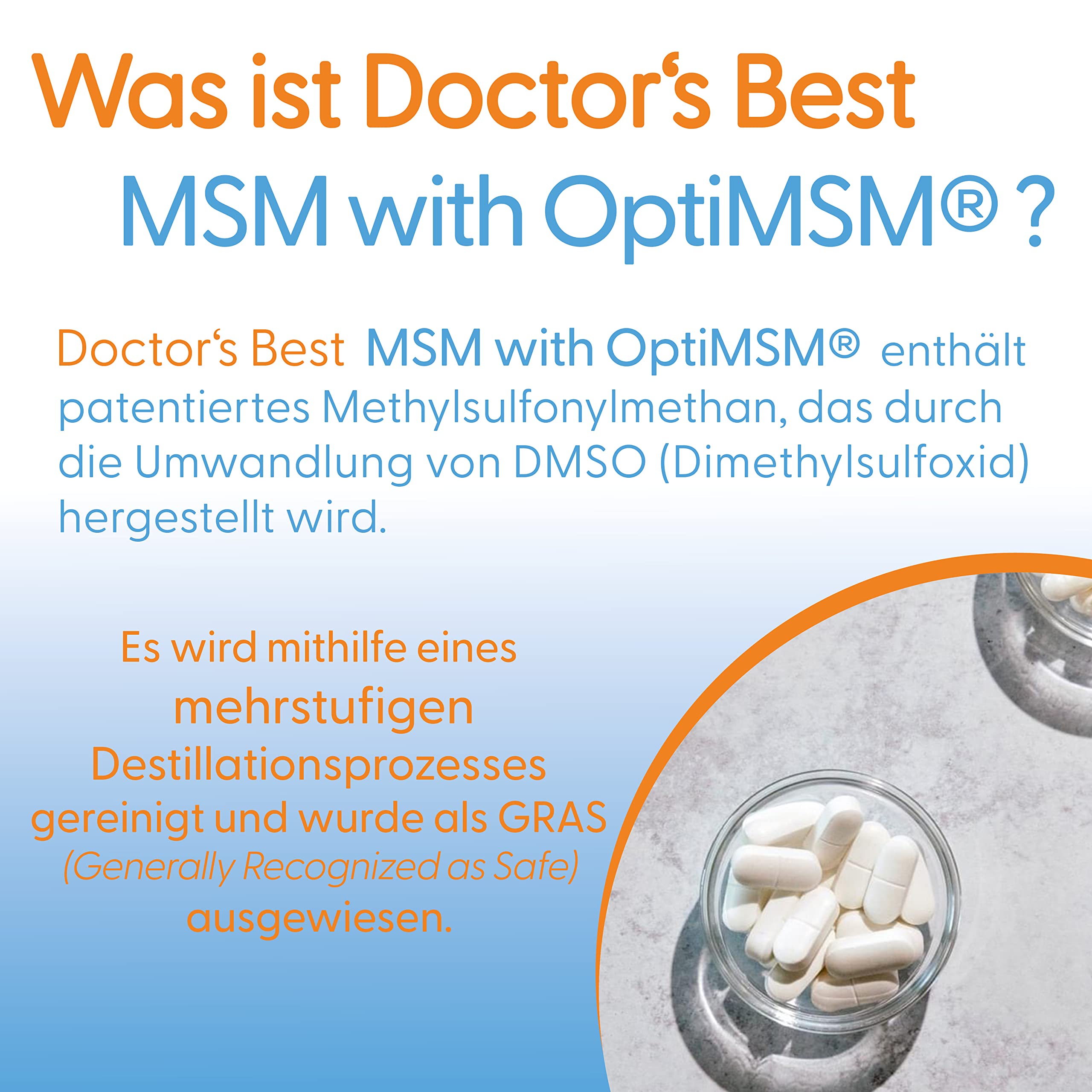 Doctor's Best, MSM mit OptiMSM, 120 Tabletten, 3000mg MSM je Dosis, Glutenfrei, GMO frei, Geschmacksneutral