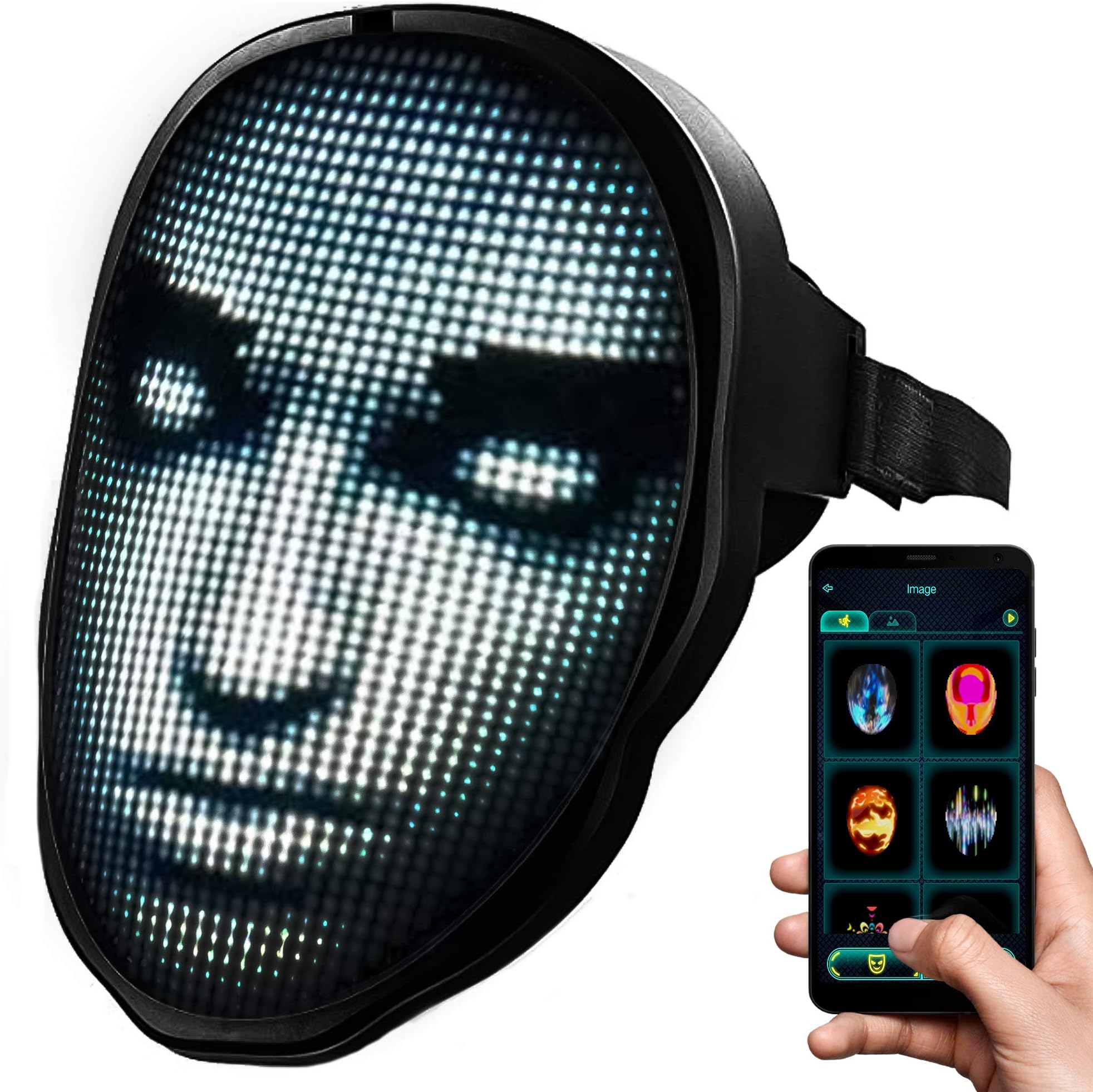 TrendyNow LED Mask with Bluetooth, Programmable with Shining Mask App, Face Changing Cosplay, Party, Christmas, One Size