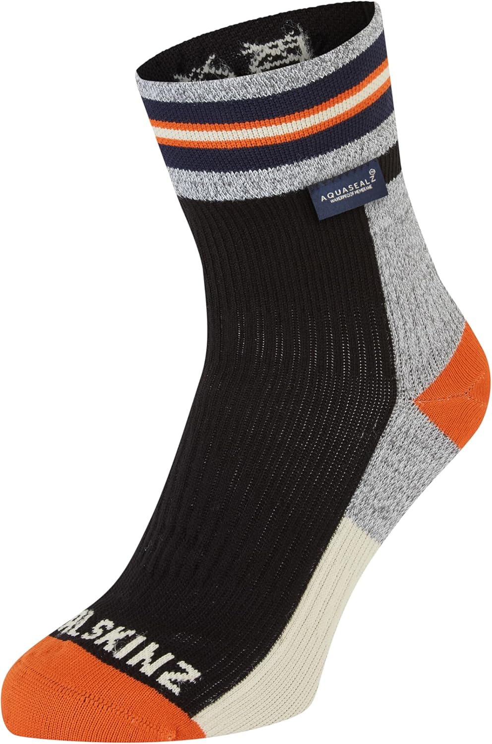 SEALSKINZ Surlingham Waterproof All Weather Ankle Length Striped Cuff Sock