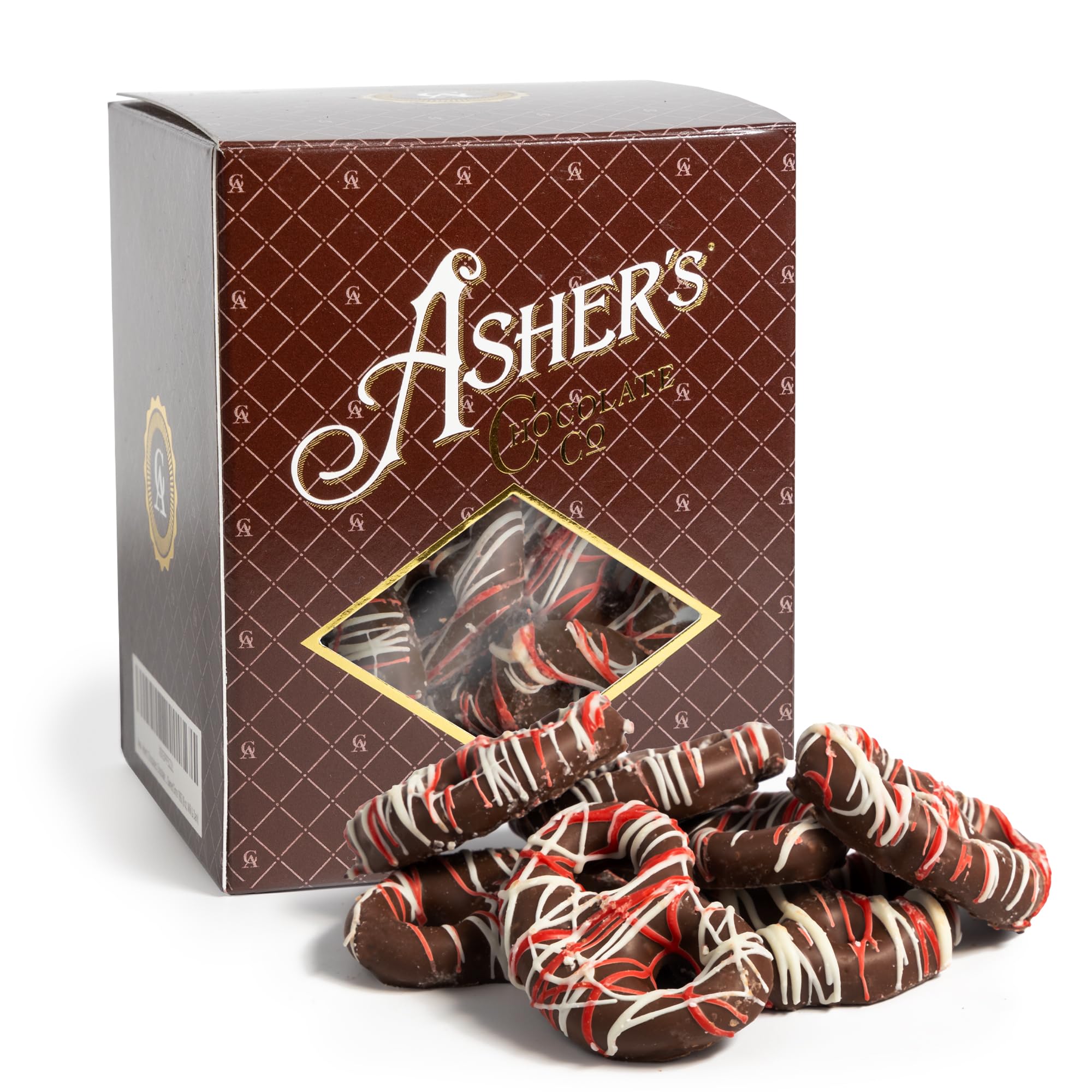 Asher's Chocolates, Red and White Chocolate Covered Pretzels, Gourmet Sweet and Salty Candy, Small Batches of Kosher Chocolate, Family Owned Since