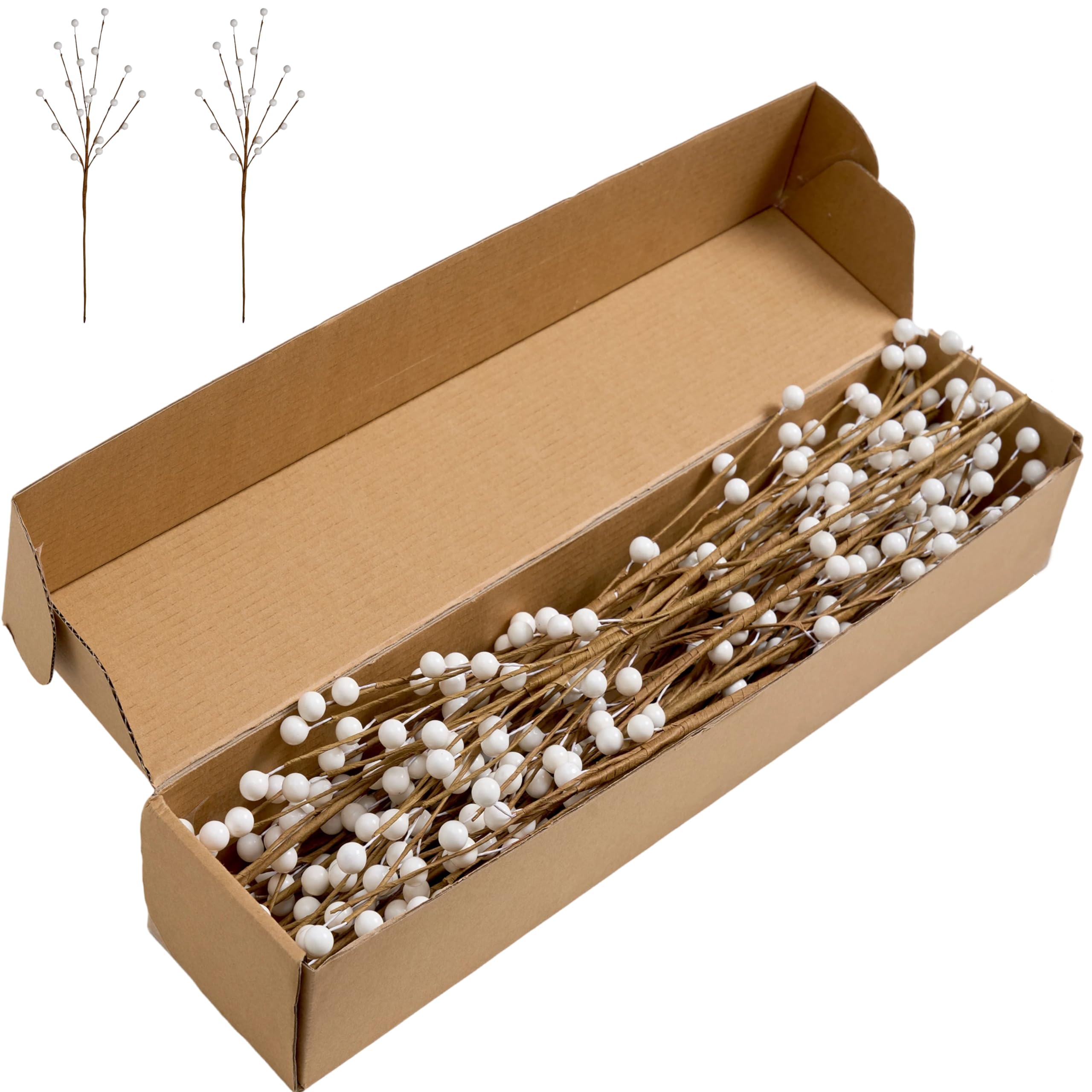 Winter Decorations 24 Pcs Artificial Berry Stems White