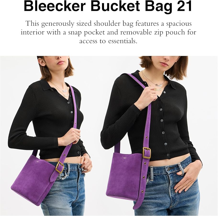 Amazon.com: Coach Suede Bleecker Bucket Bag 21, 1Z/Violet