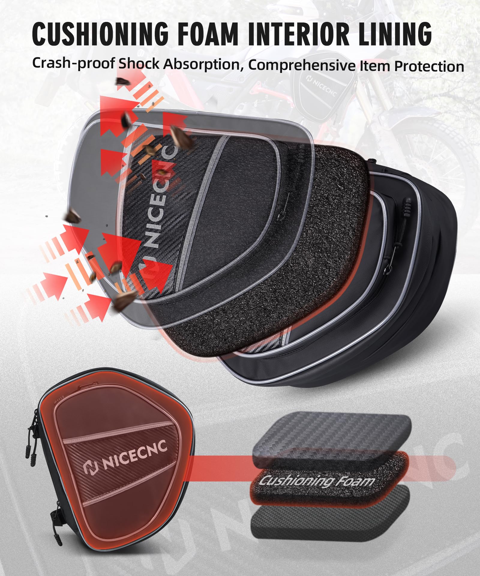 NICECNC Bolsas para Barras Protección De Motocicleta 2 Uds, 11L Expandible Bolsa para Marco de Motocicleta, Bolsa de Almacenamiento de Accesorios para Herramientas Compatible with Yamaha Tenere 700