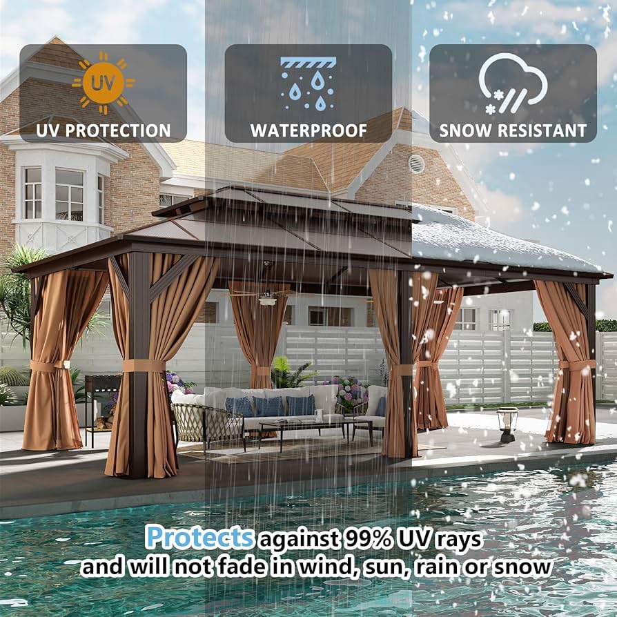 Amazon.com : Aoxun 12'x20' Hardtop Gazebo, Aluminum Frame