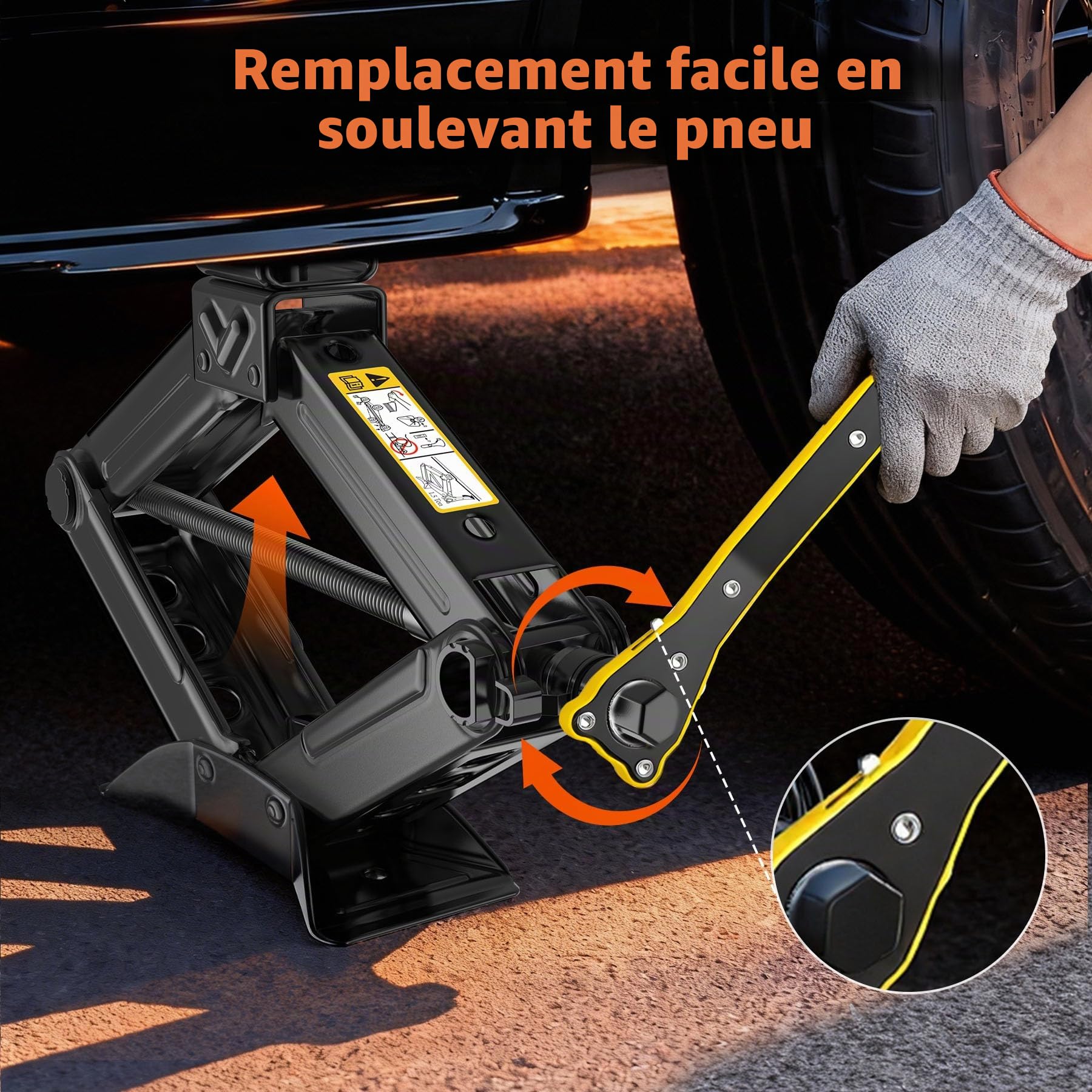 Forever Speed Jack Ciseaux pour Voiture SUV MPV Max 1.5T avec manivelle Manuelle Jack avec cric à cliquet