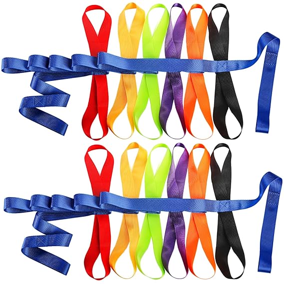Okllen 2 Pack Children's Safety Walking Ropes with 12 Colorful Each Handles, Outdoor Daycare Rope for Preschool Daycare Teacher, Nursery, Kindergarten, 1 Rope Up to 12 Kids and 2 Adults Use