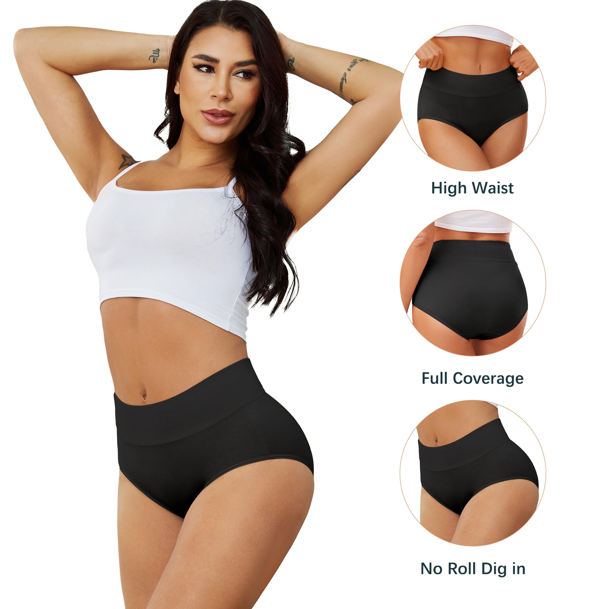 VOENXE Slip Donna Cotone Vita Alta,Mutande Culotte Comode Elastiche,Intimo Mutandine Post Parto,Donna Mutanda Controllo della Pancia,Traspirante Biancheria Women Underwear Pantaloncini,Pacco da 4