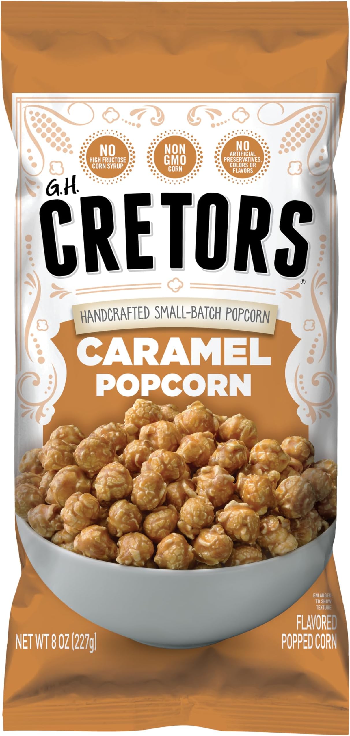 G.H. Cretors’ Caramel Corn – Irresistible Gourmet Caramel Popcorn Snacks in Individual Bags, 8 Oz (Pack of 6)