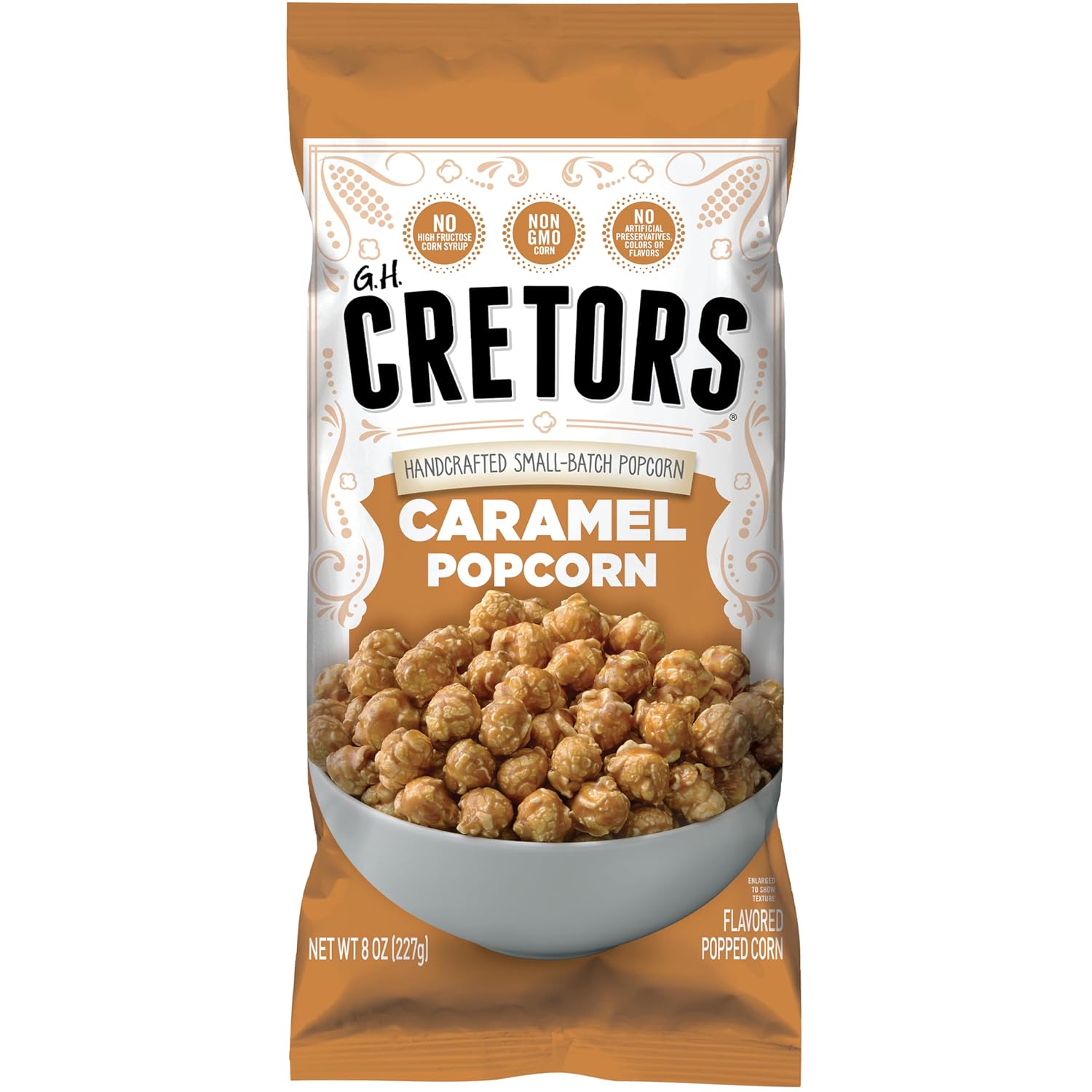 G.H. Cretors Caramel Popcorn, Non GMO, Zero Trans Fat, 8 Ounces (Pack Of 12)