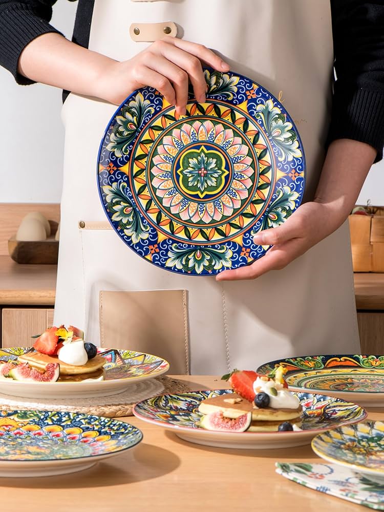 BOHEMIA 大皿　35cm Henten Home Bohemia Ceramic Dessert Plates, 8.5 Inch