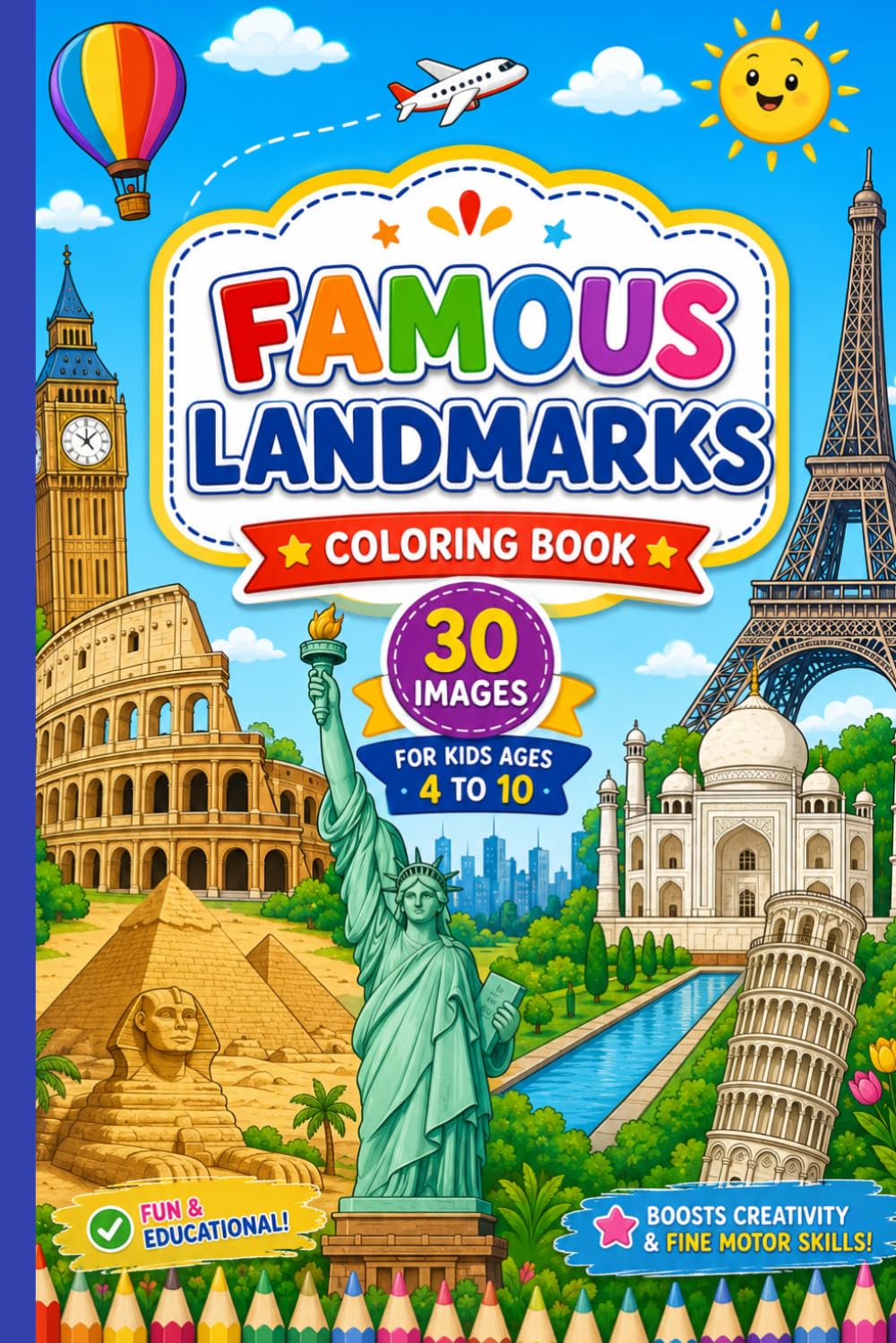 Famous Landmarks Coloring Book for Kids