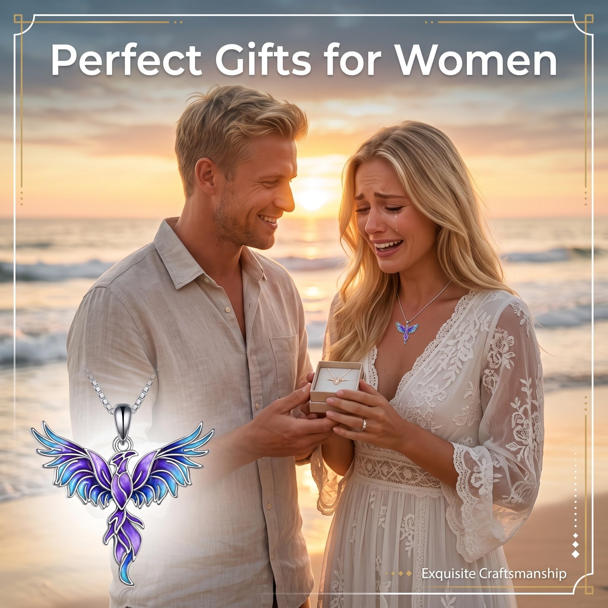 Collana da donna con ciondolo a forma di fenice sfumata, gioiello con ciondolo a forma di fenice, regalo di compleanno o anniversario per lei