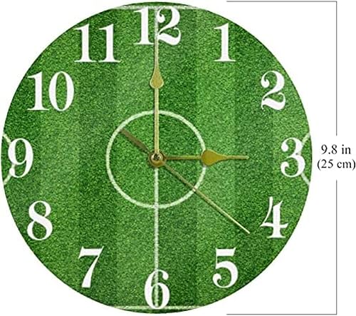 Miniatura 6 de Reloj de pared verde de campo de fútbol 12 pulgadas silencioso sin tictac de cuarzo funciona con pilas para hogar cocina oficina escuela reloj