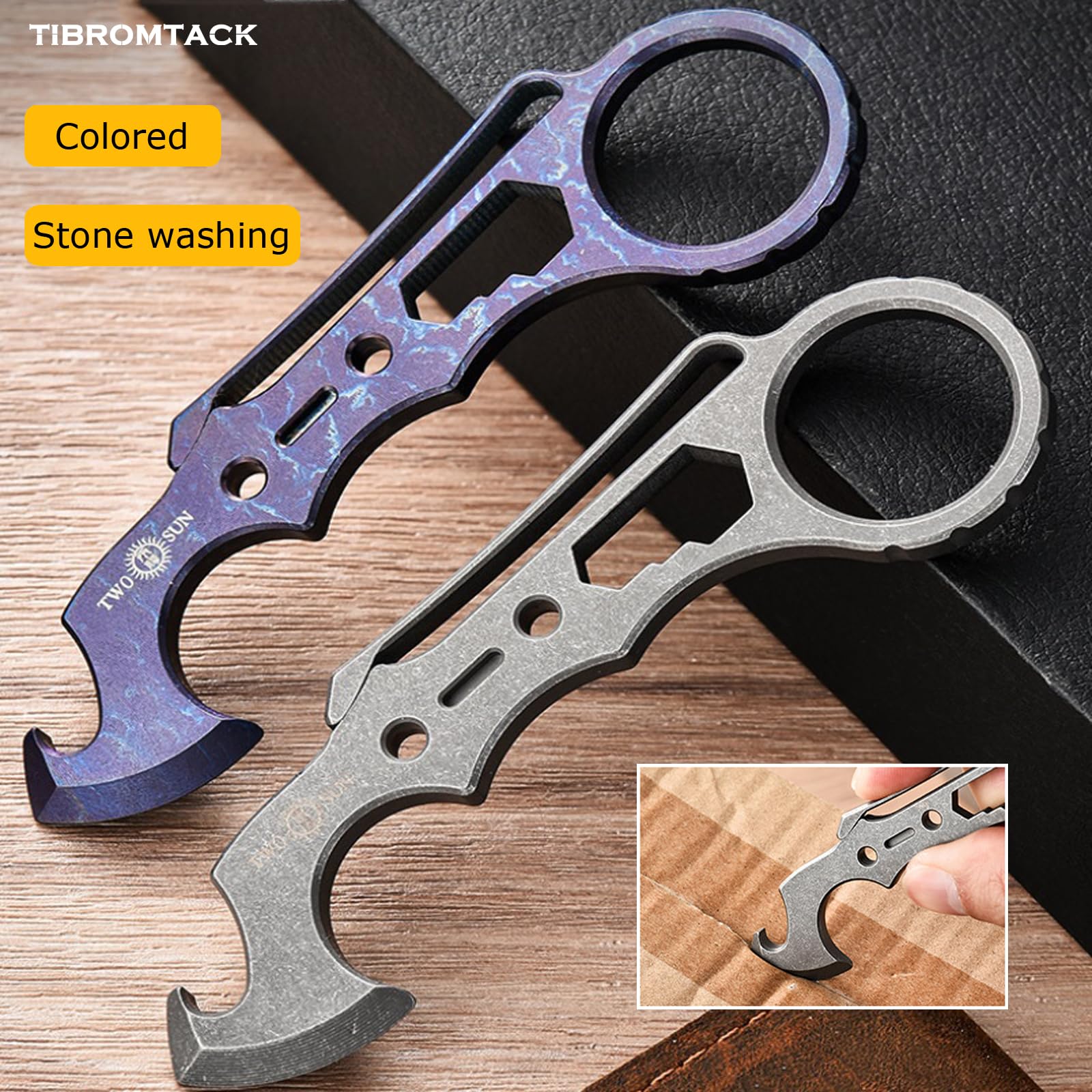 Titan EDC Pry Bar, Multifunktionswerkzeug mit Flaschenöffner & Schraubendreher, 4,3 Zoll leichtes Hebelwerkzeug mit Aufhängeloch für Outdoor Camping täglichen Gebrauch (Waschen von Steinen)