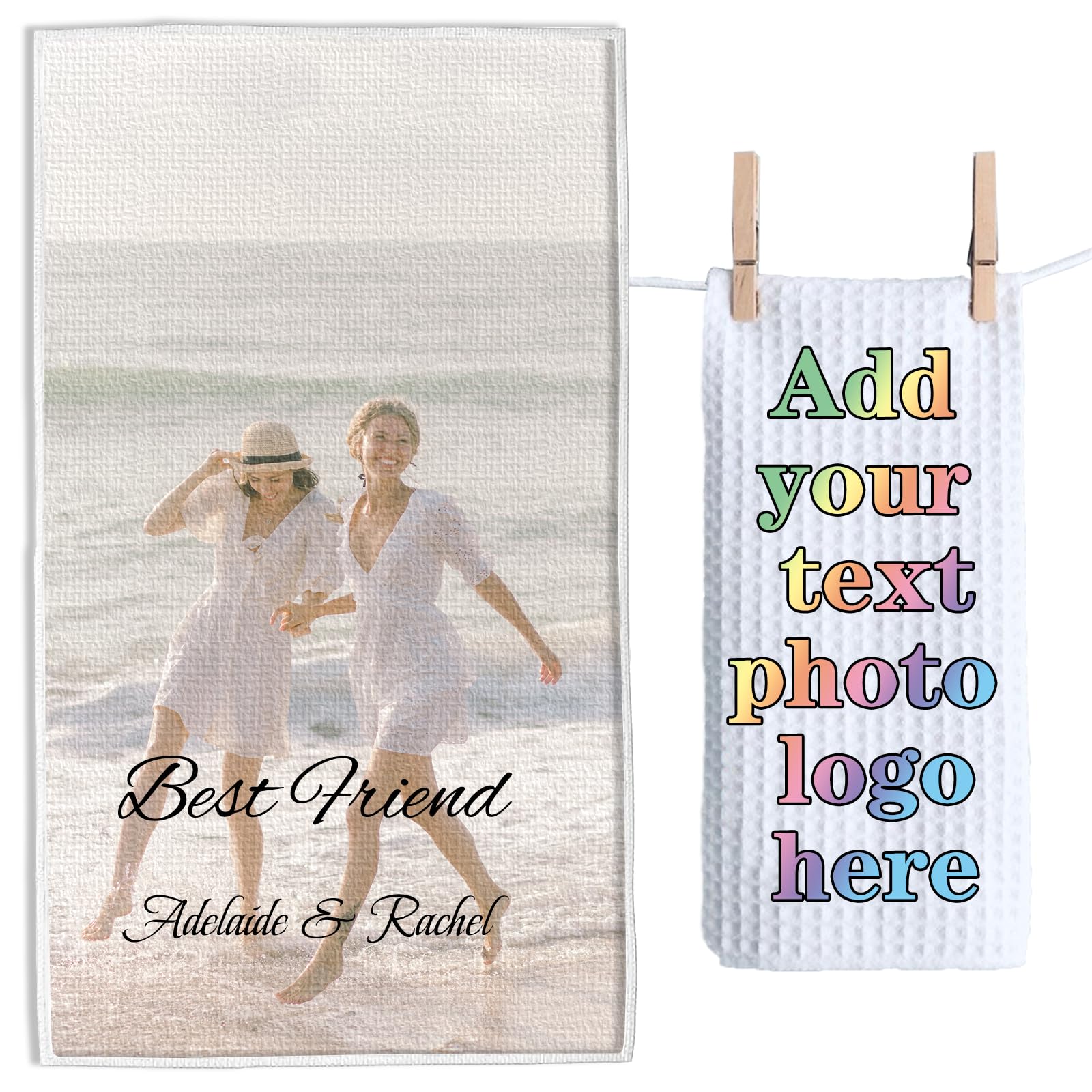 ubmpj Personalized Kitchen Towel Custom Waffle Weave Towel Gift for Housewarming Wedding Friend Birthday