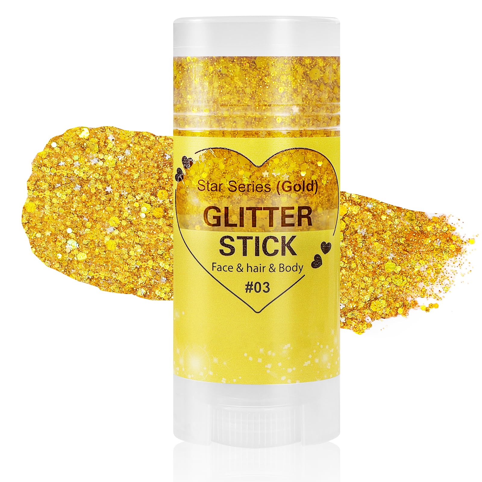 Mysense Gold Body Glitter Stick,Sparkling Face Hair Glitter,Mardi Gras Accessories,Singer Concert Festival Rave Outfit for Women,Mermaid Sequins Chunky Glitter Makeup