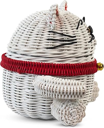 Miniatura 6 de G6 Collection Cesta de almacenamiento de ratán con tapa decorativa para decoración del hogar, organizador de estantes tejido a mano, hecho a mano,