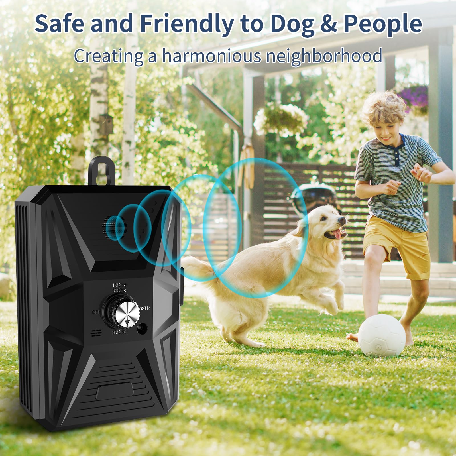 Anti Barking Device Dog Bark Deterrent Devices with 3 Mode Outdoor Indoor Dog Bark Deterrent Rechargeable & Waterproof Anti-Bark Tool for All Types Dog Blue Black Black product thumbnail 4