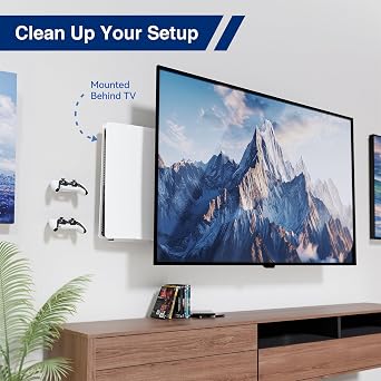 PS5 Wall Mount Kit for PlayStation 5 Console, Compatible with PS5 Disc, Digital, Slim & Pro Models, Space Saving Console Mount with 2 Controller Wall Holders (White)