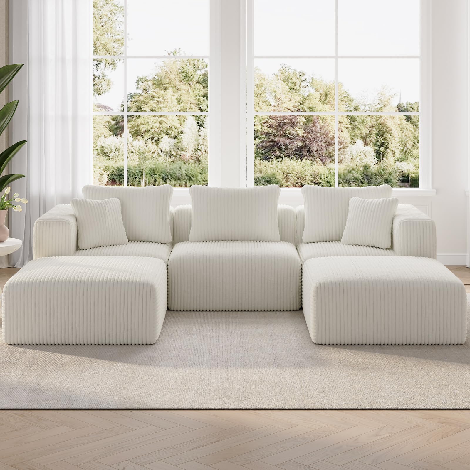 Photo 1 of ** two sofa corners and three boxes** Novilla 106" Modular Sectional Sofa, Modern Cloud Sectional Couch with Smarts Coil® Support, U-Shape Boneless Couch for Living Room Apartments, No Assembly Required, Beige (3 Seat w/ 2 Ottoman)