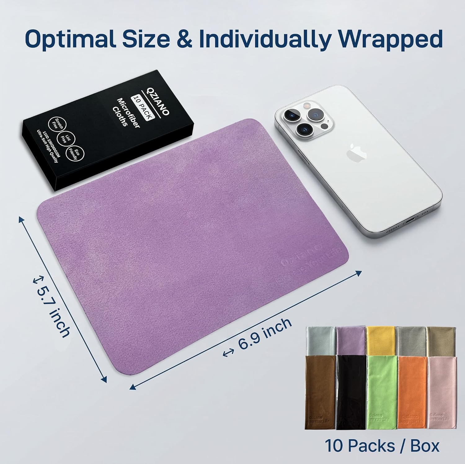 10 Pack Microfiber Chamois Cleaning Cloths, Safety &Scratch-Free Lens Cleaning, Premium Lint-Free Cloth for Glasses, Phone Screen, Camera Lens, Car Screen&Mirror, VR/AR Headset, Reusable,10 Colour