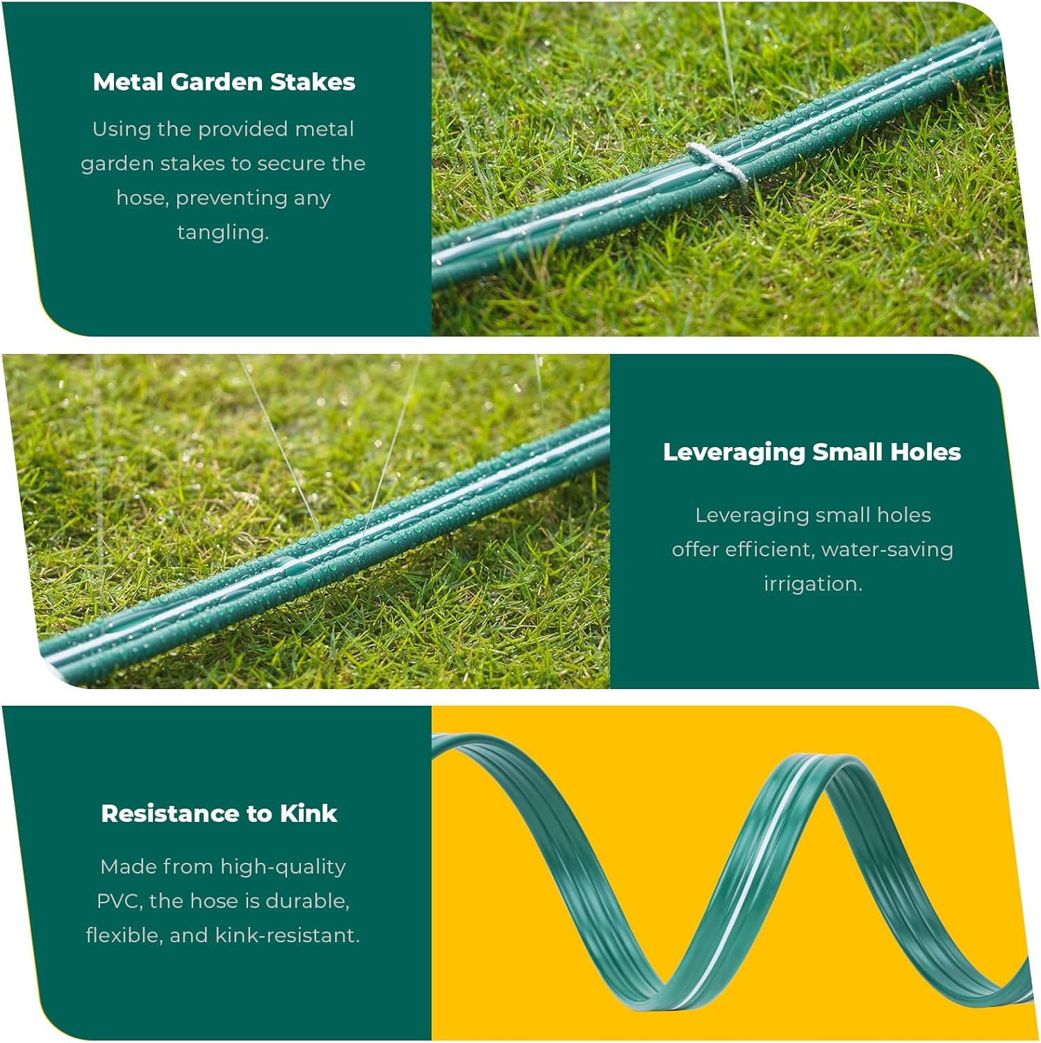 Sprinkler Soaker Hose 50ft 2Pack for Garden Lawn, Watering Pipe with Holes, High-Efficiency Water-Saving Garden Irrigation System, Drip Hose Sprinkler