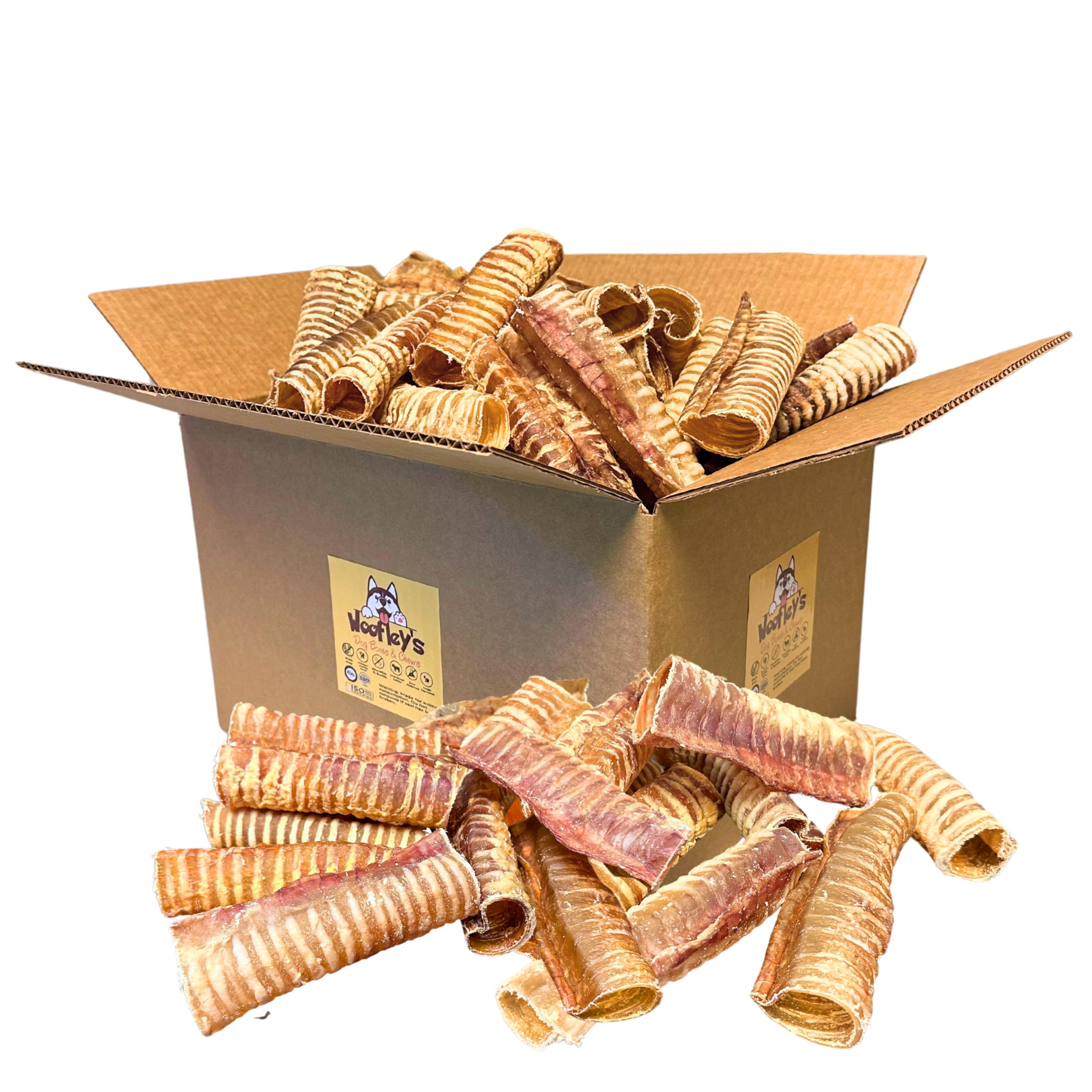 Woofley's Beef Trachea - (6 Inch 100 Pack) - Trachea Treats for Dogs - Natural Source of Glucosamine and Chondrotin for Joint Health - 100% Natural