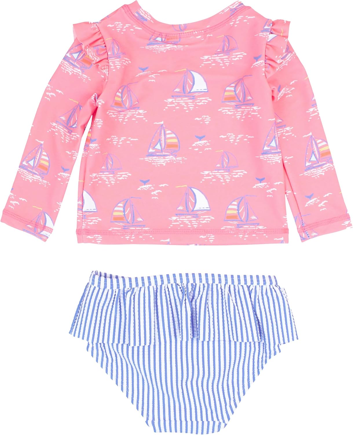 RuffleButts Baby Girls Modern Skirted Rash Guard Bikini - UPF 50+ Sun Protection Swimsuit